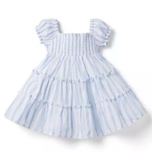 Janie and Jack Blue and White Casual Dress with Ruffled Tiers